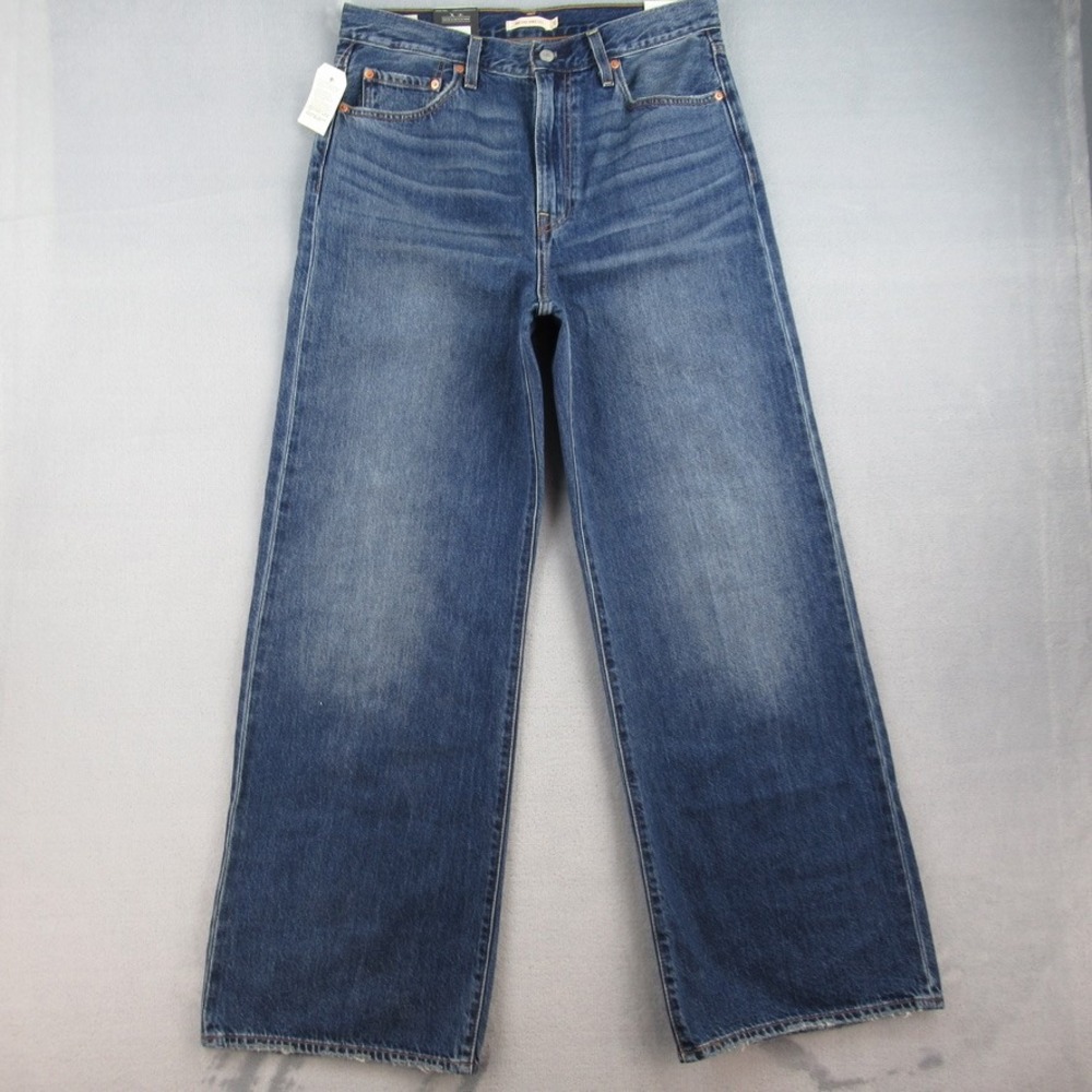 Levis Premium Ribcage Wide Leg Jeans Dark Wash High Rise Blue Denim W31 L32 NEW